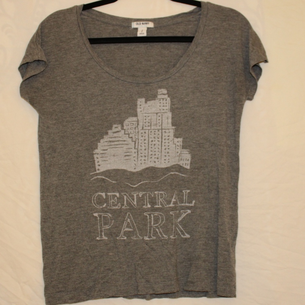 Old Navy Grey Central Park T-Shirt with U-Neckline